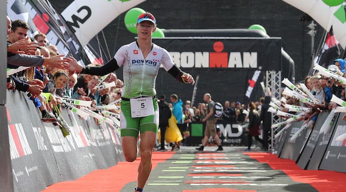COPENHAGEN, DENMARK - AUGUST 20: Corinne Abraham of Great Britain celebrates finishing second in the women's race at KMD IRONMAN Copenhagen on August 20, 2017 in Copenhagen, Denmark. (Photo by Nigel Roddis/Getty Images for IRONMAN) Scandinavian