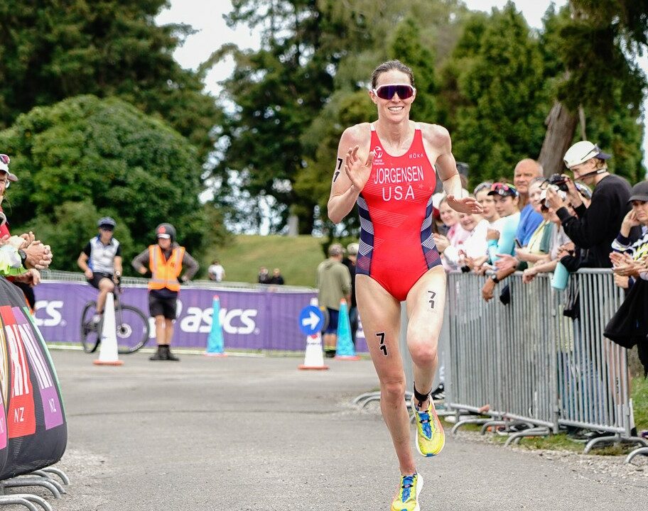 Gwen Joorgensen third place in Taupo comeback in 2023 photo credit Simon Dawson Photography