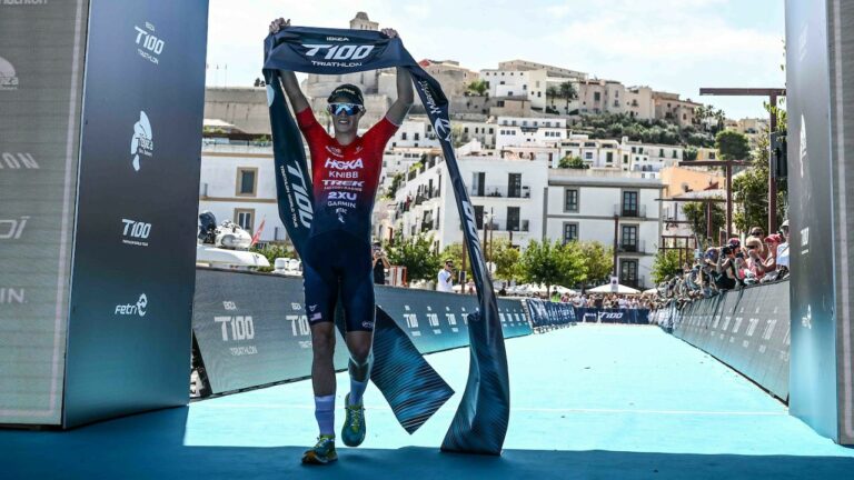 Taylor Knibb T100 Ibiza 2024 finish arch photo credit PTO