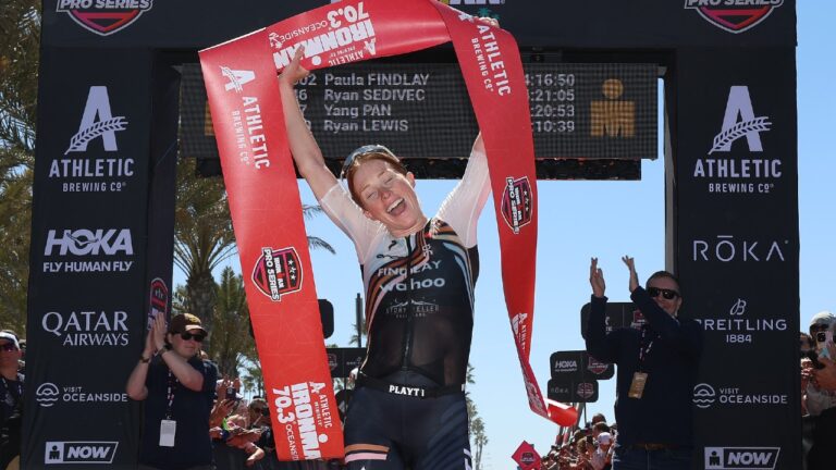 Paula Findlay IRONMAN 70.3 Oceanside 2025 Finish Line